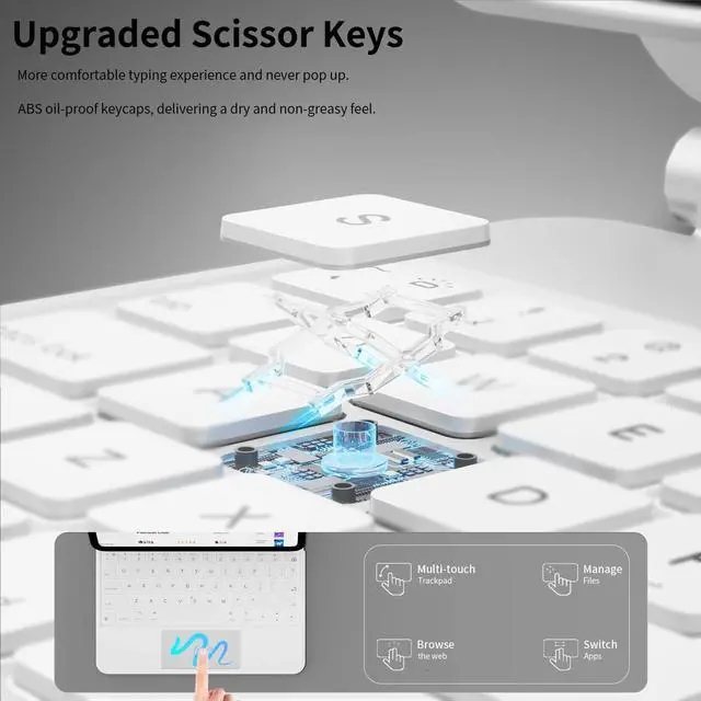 Alt view image 3 of 5 - kenke Magic keyborad Case for iPad 11th (A16, 2025) / 10th Generation 10.9 inch 2022, Floating Cantilever Stand, Portrait/Landscape Mode, Upgraded Multi-Touch Trackpad  7 Colors Backlight, White