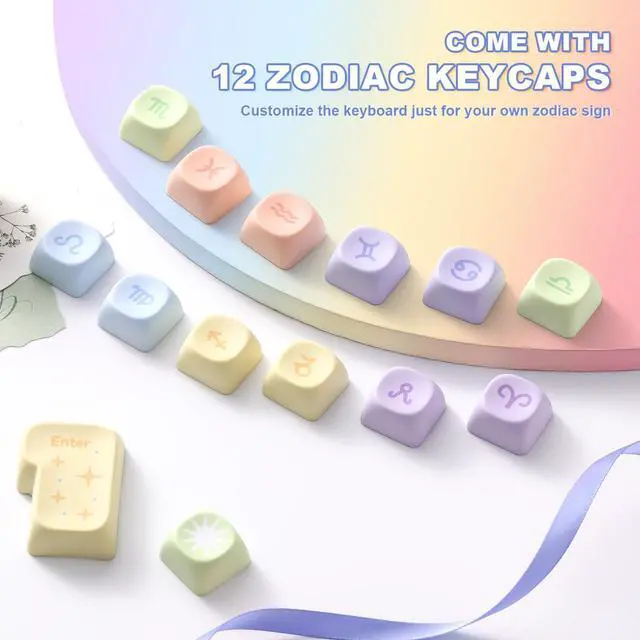 Alt view image 5 of 5 - YUNZII 140 Keys MOA Keycaps, Dye-Sublimation PBT Custom Keycap Set for MOA Profile, Cute Rainbow Candy Keycap for MX Switches Mechanical Gaming Keyboard(Rainbow)