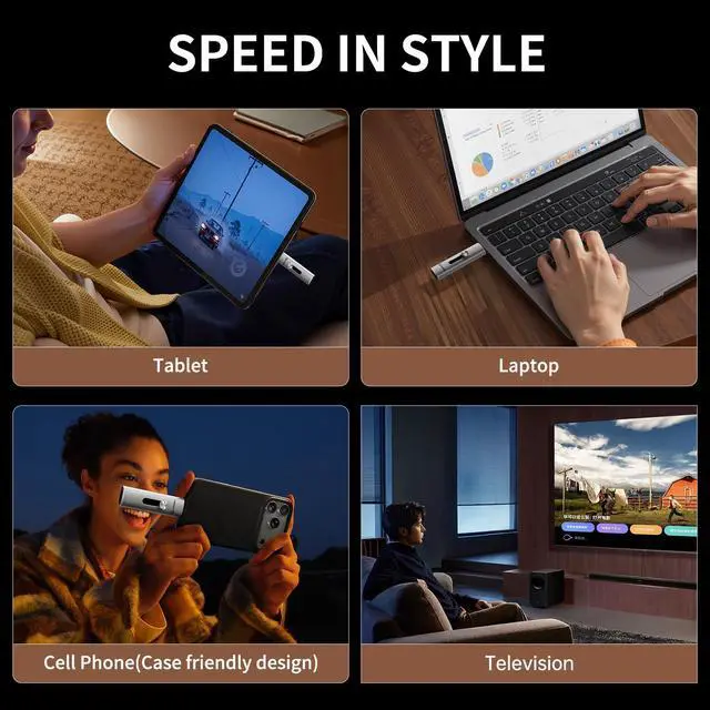 Alt view image 5 of 5 - Phixero 256GB USB C Flash Drive 1000MB/s, Dual Drive USB-A 3.2 + Type C Photo Stick for Android OTG, iPad Pro, MacBook, iPhone 17, Instant Storage Expansion, Plug & Play, Solid State Thumb Drive