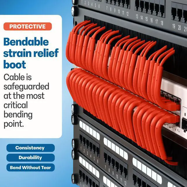 Alt view image 3 of 5 - Everest Ultra Slim Cat6a Ethernet Patch Cables 6ft (10-Pack) Orange - 10GB Cat 6a Patch Cable - Bendable, Flexible & Thin Ethernet Cable - Space Saving 32AWG 550MHZ Cat6a Cables - 100% Copper Wires