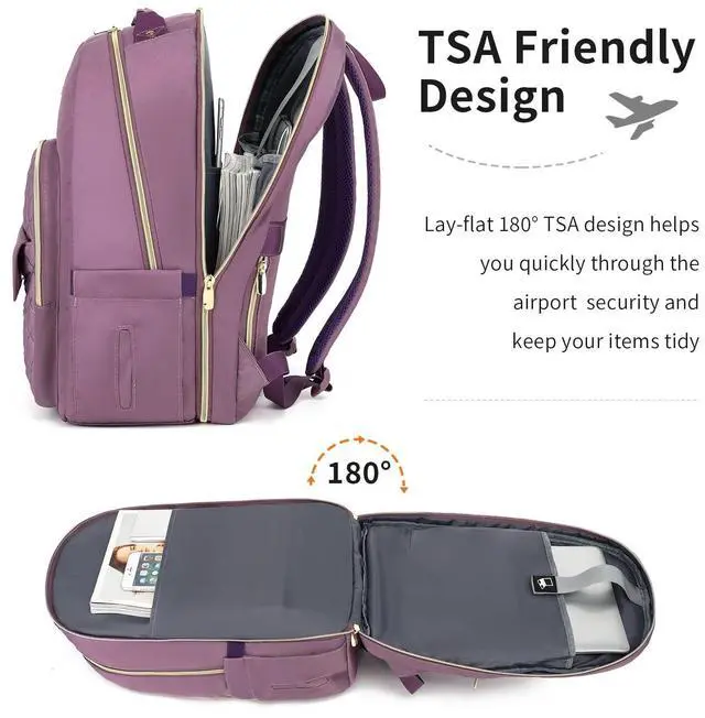Alt view image 4 of 5 - Breold Backpack for Women 17.3" for Work Travel,Laptop Bookbag for Girls in School TSA Friendly