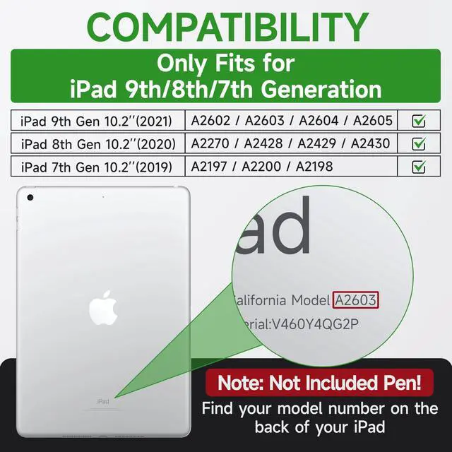 Alt view image 2 of 5 - Andnary Case for iPad 9th/8th/7th Generation 10.2 inch, Heavy Duty Shockproof Cover with 360° Rotating Handle/Bracket/Pen Holder/Shoulder Strap, Kids Case for iPad 2021/2020/2019 (Red+Black)