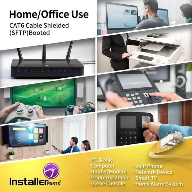 Alt view image 5 of 5 - InstallerParts Ethernet Cable CAT6 Cable Shielded (SSTP/SFTP) Booted 25 FT - Yellow - Professional Series - 10Gigabit/Sec Network/High Speed Internet Cable, 550MHZ