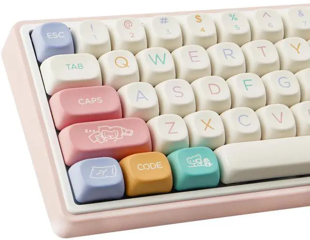Main image of Tsungup Cute MOA Profile Keycaps,126 Keys Custom PBT Keycaps 60 65 75 Percent, Dye-Sub White Keycap Set Key Caps Keyboard for Cherry Gateron MX Swithes Mechanical Keyboards