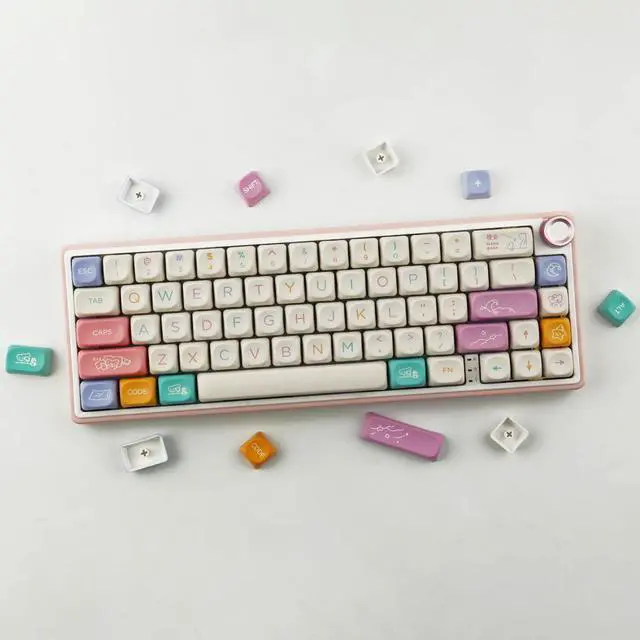 Alt view image 3 of 5 - Tsungup Cute MOA Profile Keycaps,126 Keys Custom PBT Keycaps 60 65 75 Percent, Dye-Sub White Keycap Set Key Caps Keyboard for Cherry Gateron MX Swithes Mechanical Keyboards