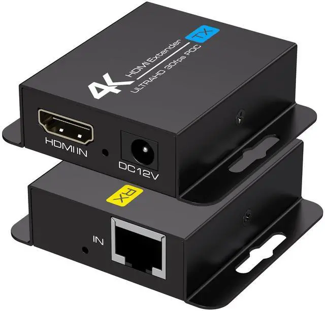 Main image of 4K HDMI Over Ethernet Extender Over CAT5e/6 HDMI Extender RJ45 4K30Hz Upto 131 Ft 1080P Upto 196 Ft Supported EDID and POC Function Transmitter and Receiver with DC 12V Power Adapter