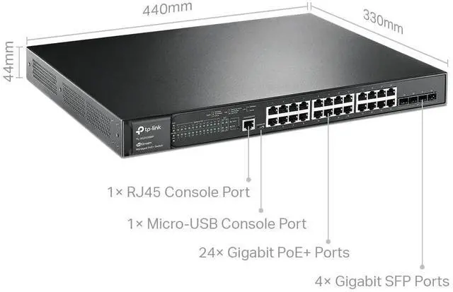 Alt view image 3 of 5 - TP-Link TL-SG3428MP | 24 Port Gigabit L2+ Managed PoE Switch | 24 PoE+ Port @384W | 4 x SFP Slots | PoE Auto Recovery | Support Omada SDN | IPv6 , Static Routing | 5 Year Manufacturer Warranty