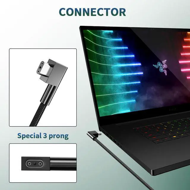 Alt view image 2 of 5 - 330W GaN AC Laptop Charger Compatible with Razer Blade 16 17 18 RZ09-0483 RZ09-0484 RZ09-0510 RC30-0484 RC30-04840200 Gaming Power Supply Adapter