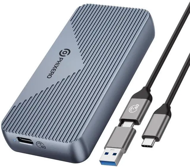 Main image of M.2 NVME SSD Enclosure, USB 4.0 40Gbps Data Transfer, PHIXERO External Solid State Enclosure Adapter with UASP, for 2280 Size M Key NVMe SSD, Compatible with Thunderbolt 3/4 USB3.2/3.1/3.0/Type C