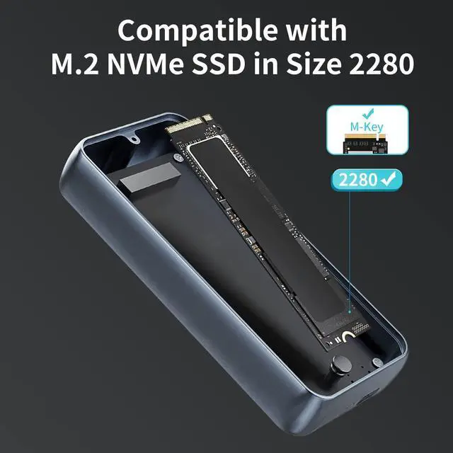 Alt view image 5 of 5 - M.2 NVME SSD Enclosure, USB 4.0 40Gbps Data Transfer, PHIXERO External Solid State Enclosure Adapter with UASP, for 2280 Size M Key NVMe SSD, Compatible with Thunderbolt 3/4 USB3.2/3.1/3.0/Type C