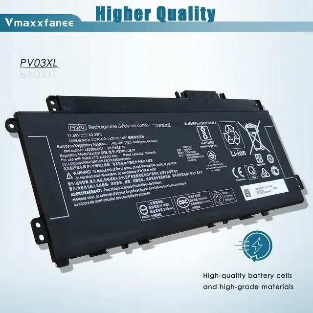 Alt view image 3 of 5 - Vmaxxfanee PV03XL PP03XL Laptop Battery Replacement for HP Pavilion x360 13-BB 14-DV 14-DW 14-DK 14M-DW 13-bb0xxx 14-dv0xxx 14m-dw0xxx 14-dw0xxx 14M-DW0023DX 14m-dw0013dx dw1013dx L83393-005
