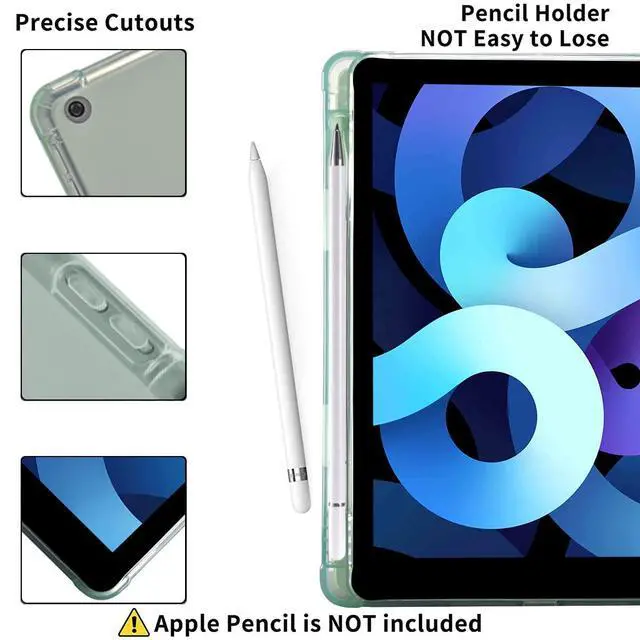 Alt view image 3 of 5 - MAYCARI Cartoon Rabbit Flower Case for iPad 9.7 inch 2017/2018 with Pencil Holder, Cute iPad 5th/6th Generation Protective Case with Soft TPU Green, Auto Sleep/Wake Cover Slim Shell for Girls Women