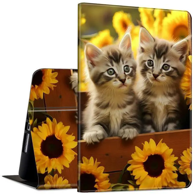 Main image of Case for Samsung Galaxy Tab A8 10.5 Inch 2022 PU Leather Slim Folio Lightweight Cover with Smart Auto Wake/Sleep Protective Case for Samsung A8 Tablet SM-X200 /SM-X205 /SM-X207,Sunflower Cat