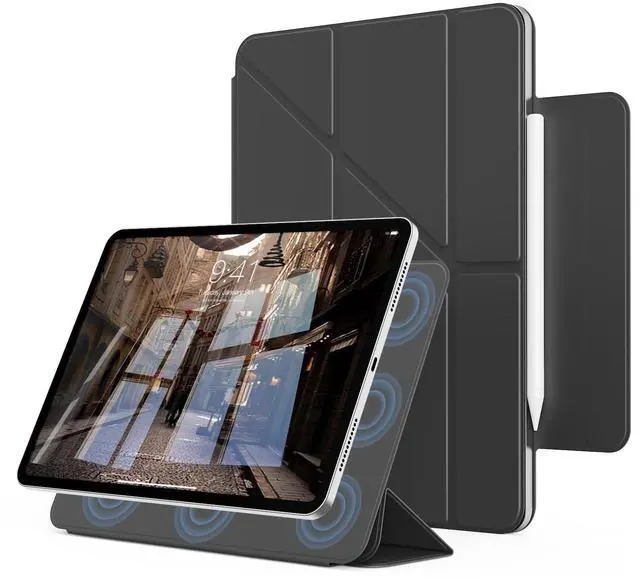 Main image of KVTVOU Case for iPad (A16) 11th/10th Generation (2025/2022, 11/10.9 Inch), Powerful Smart Magnetic Attachment, Slim Lightweight Y-Multiple Stand Cover, Support Touch ID & Auto Sleep/Wake, Black