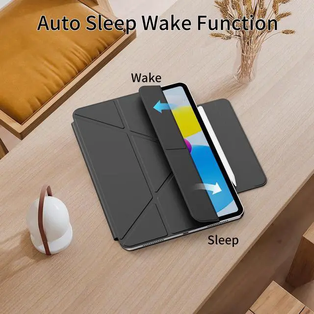 Alt view image 4 of 5 - KVTVOU Case for iPad (A16) 11th/10th Generation (2025/2022, 11/10.9 Inch), Powerful Smart Magnetic Attachment, Slim Lightweight Y-Multiple Stand Cover, Support Touch ID & Auto Sleep/Wake, Black