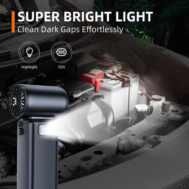 Alt view image 3 of 5 - Compressed Air Duster, 100000RPM Electric Air Duster, 5+1 Gear Adjustable Mini Blower with LED Light, Super High-Speed Air Blower for Keyboard,Car,Home & Outdoor Dust-Compact & Lightweigh