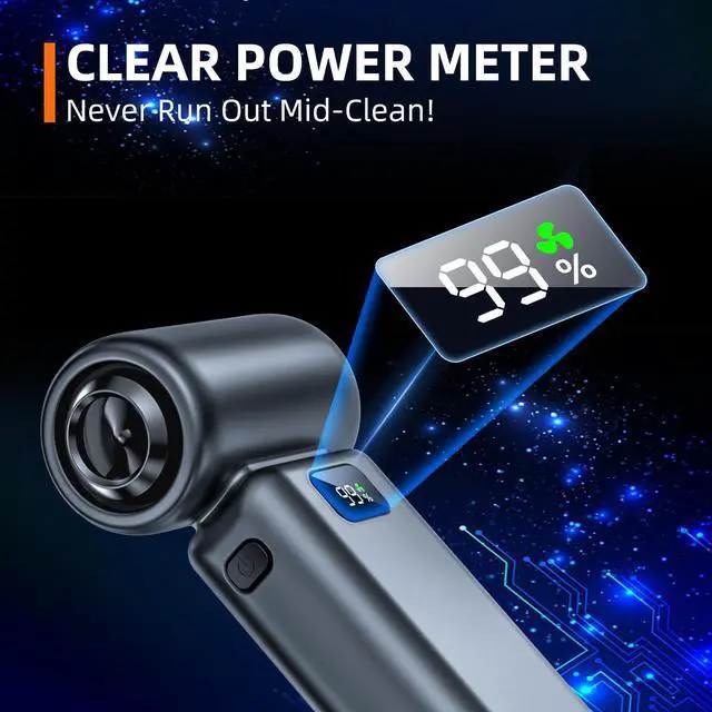 Alt view image 2 of 5 - Compressed Air Duster, 100000RPM Electric Air Duster, 5+1 Gear Adjustable Mini Blower with LED Light, Super High-Speed Air Blower for Keyboard,Car,Home & Outdoor Dust-Compact & Lightweigh