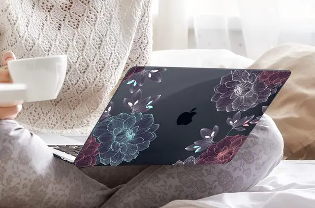 Alt view image 4 of 5 - DONGKE Compatible with MacBook Air 13 inch Case 2021 2020 2019 2018 Release A2337 M1 A2179 A1932 with Retina Display Touch ID, Plastic Hard Shell & Keyboard Cover - Dahlia Flowers