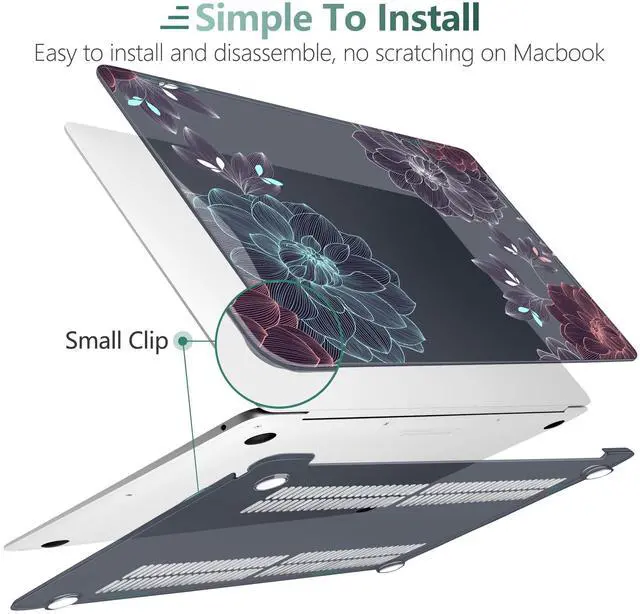 Alt view image 5 of 5 - DONGKE Compatible with MacBook Air 13 inch Case 2021 2020 2019 2018 Release A2337 M1 A2179 A1932 with Retina Display Touch ID, Plastic Hard Shell & Keyboard Cover - Dahlia Flowers