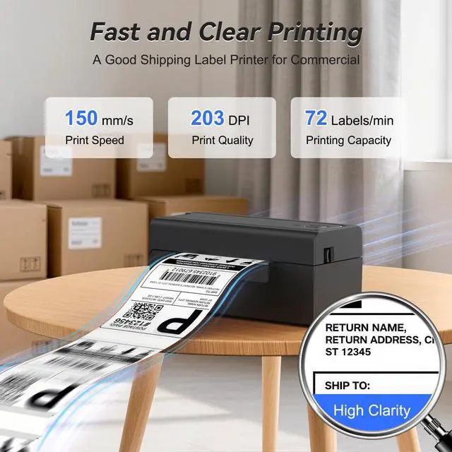 Alt view image 3 of 5 - Hoorola Bluetooth Thermal Shipping Label Printer, Wireless 4x6 Shipping Label Printer for Packages, High-Speed Thermal Printer Compatible with Android, iOS & Windows for Amazon, Ebay, Shopify, USPS