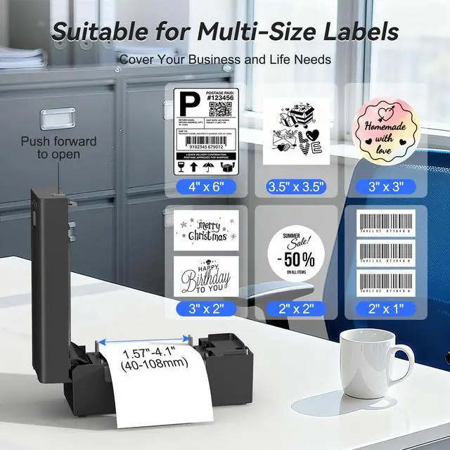 Alt view image 4 of 5 - Hoorola Bluetooth Thermal Shipping Label Printer, Wireless 4x6 Shipping Label Printer for Packages, High-Speed Thermal Printer Compatible with Android, iOS & Windows for Amazon, Ebay, Shopify, USPS