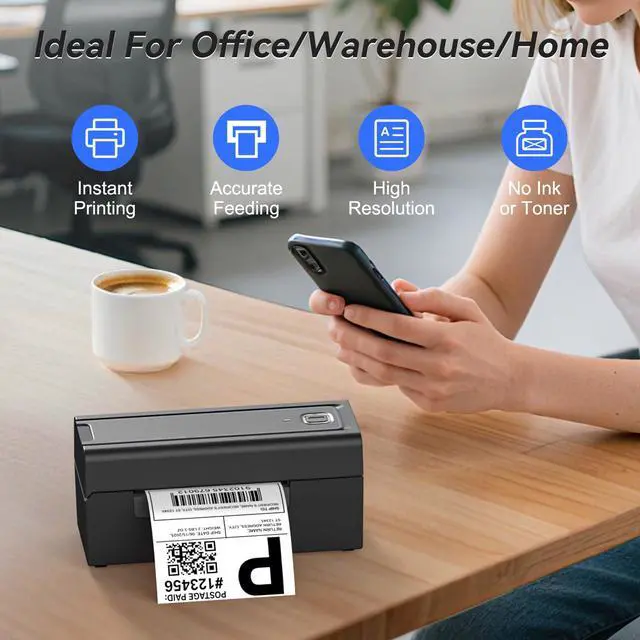 Alt view image 5 of 5 - Hoorola Bluetooth Thermal Shipping Label Printer, Wireless 4x6 Shipping Label Printer for Packages, High-Speed Thermal Printer Compatible with Android, iOS & Windows for Amazon, Ebay, Shopify, USPS