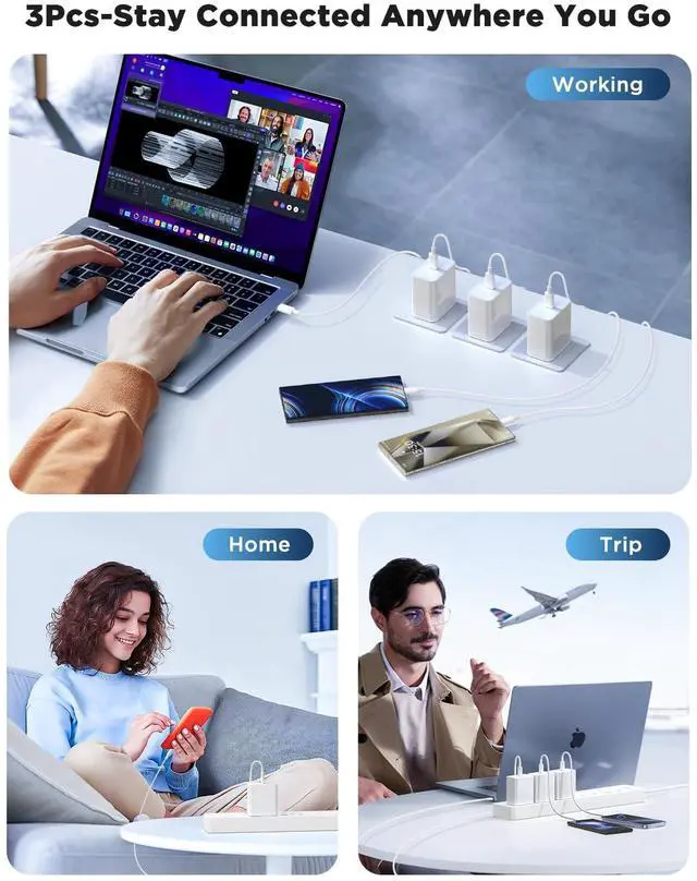 Alt view image 2 of 5 - 45W iPhone 17 Air 16 15 Pro Max Charger Fast Charging 6FT/10 FT/10FT,Super Fast USB C Charger Block with Extra Long Type C Charger Cable,PD Quick Adapter 3.0 for iPhone 17 16 15/17 16e 15Pro/16 Plus