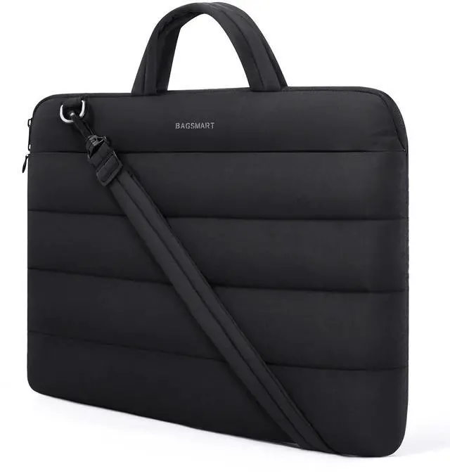 Main image of BAGSMART 15-16 inch Laptop Sleeve Bag with Strap, Puffy Padded Laptop Case with Pocket, Portable MacBook Air/Pro 15 inch Case for Women, Repellent Protective Sleeve Compatible with Dell, HP, Black