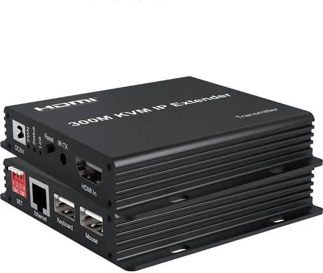 Main image of 300M KVM IP Extender, HDMI Extende Over IP Rj45 Cat6 Ethernet Cable 1080P HDMI KVM Extender Muitlpoint Connect Network Switch Support Mouse Keyboard for PC DVR TV (TX+RX)