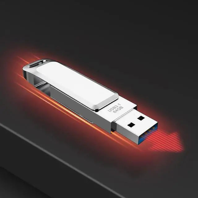 Alt view image 4 of 5 - Generic USB C Flash Drive 3.1 External Storage Data 2 in 1 Cle USB Connection Port USB and USB C Compatible with PC/Android IPhone/Laptop/Tablet (64, GB)