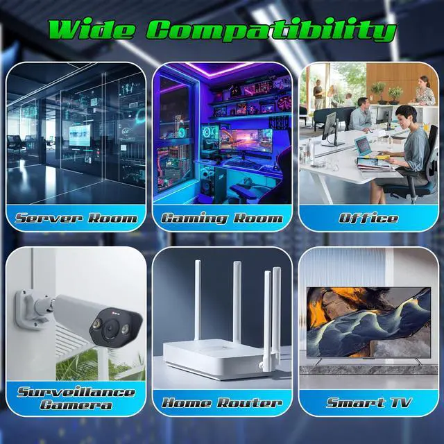 Alt view image 5 of 5 - 4 Feet Cat6 Patch Cables(24 Pack), Solid Pure Copper Patch Cord, Cat 6 Ethernet Cable, UTP Network, High Speed RJ45 Internet Cables, Compatible for Router, Switche, PC, Server, PS4/5, Xbox - Green