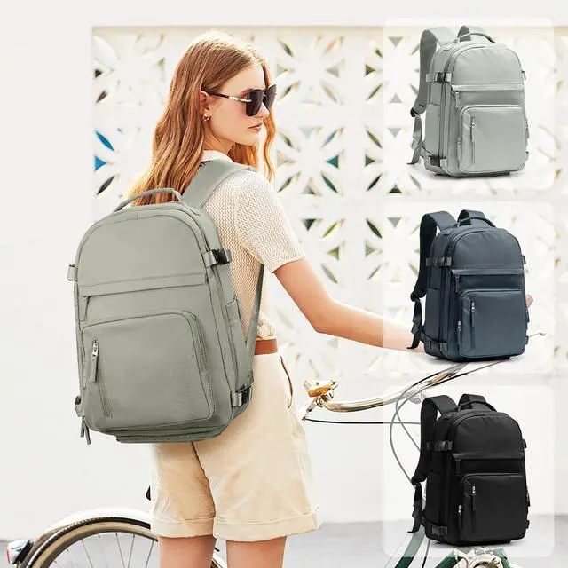 Alt view image 5 of 5 - UPPACK Vacuum Backpack Travel With Pump for Women Men Personal item Travel Bag Carry on Backpack Flight Approved Work College Casual Daypack Backpacks with Vacuum Compression Gray green