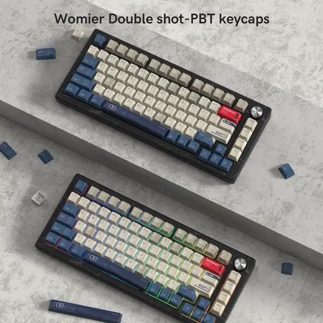 Alt view image 5 of 5 - dagaladoo Retro Japanese Anime PBT keycaps,Beige/Blue Keycaps 60% 65% 100%,Dye Sublimation Custom Key caps,Cherry Profile Keyboard Key caps for TKL US Layout Mechanical Keyboard