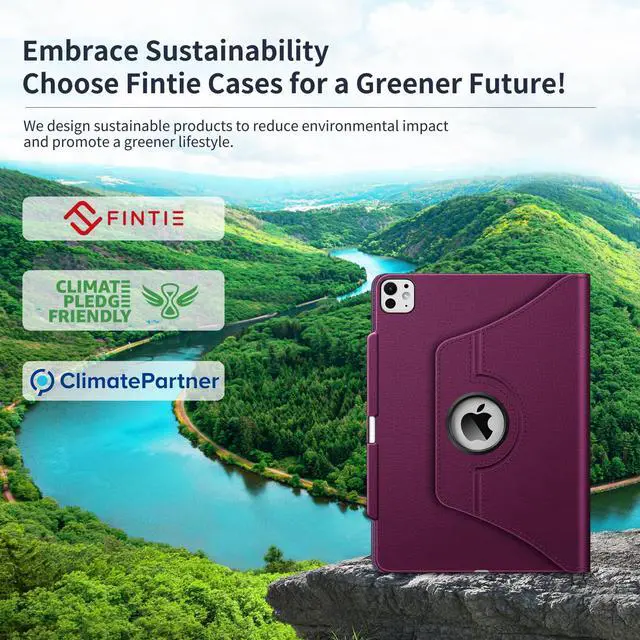 Alt view image 2 of 5 - Fintie Rotating Case for iPad Pro 13-inch (M4) 2024 with Pencil Holder - 360 Degree Swiveling Protective Stand Cover with Auto Wake/Sleep, Purple