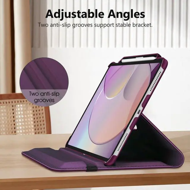 Alt view image 4 of 5 - Fintie Rotating Case for iPad Pro 13-inch (M4) 2024 with Pencil Holder - 360 Degree Swiveling Protective Stand Cover with Auto Wake/Sleep, Purple