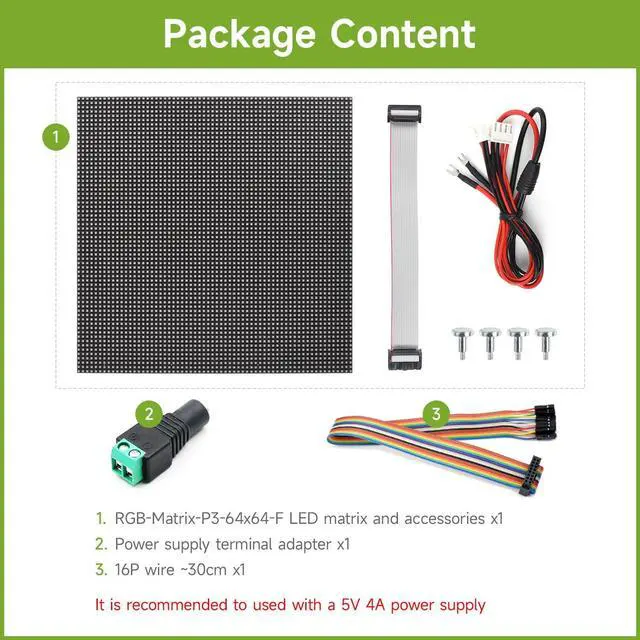 Alt view image 2 of 5 - Waveshare Flexible RGB Full-Color LED Matrix Panel, 3mm Pitch, 64×64 Pixels, Adjustable Brightness and Bendable PCB, Compatible with Raspberry Pi 5/4B/3B/Zero/Zero W/Zero 2W/Pico/Pico W/Pico WH