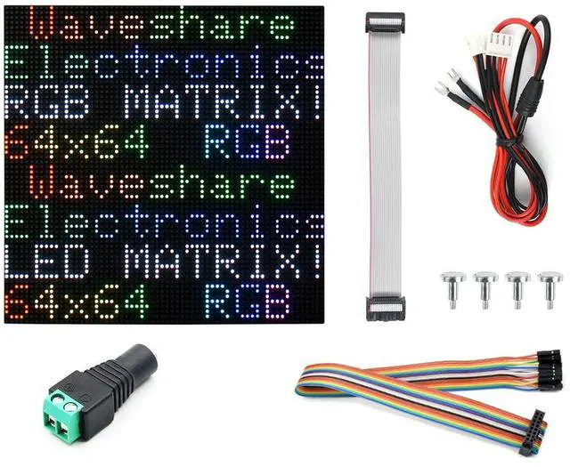 Main image of Waveshare Flexible RGB Full-Color LED Matrix Panel, 3mm Pitch, 64×64 Pixels, Adjustable Brightness and Bendable PCB, Compatible with Raspberry Pi 5/4B/3B/Zero/Zero W/Zero 2W/Pico/Pico W/Pico WH