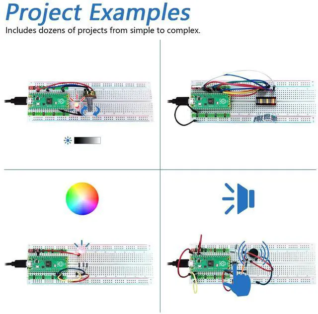 Alt view image 4 of 5 - Freenove Basic Starter Kit for Raspberry Pi Pico (Included), Dual-core Arm Cortex-M0+ Microcontroller, 386-Page Detailed Tutorial, 142 Items, 55 Projects, Python C Code