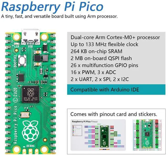 Alt view image 3 of 5 - Freenove Basic Starter Kit for Raspberry Pi Pico (Included), Dual-core Arm Cortex-M0+ Microcontroller, 386-Page Detailed Tutorial, 142 Items, 55 Projects, Python C Code