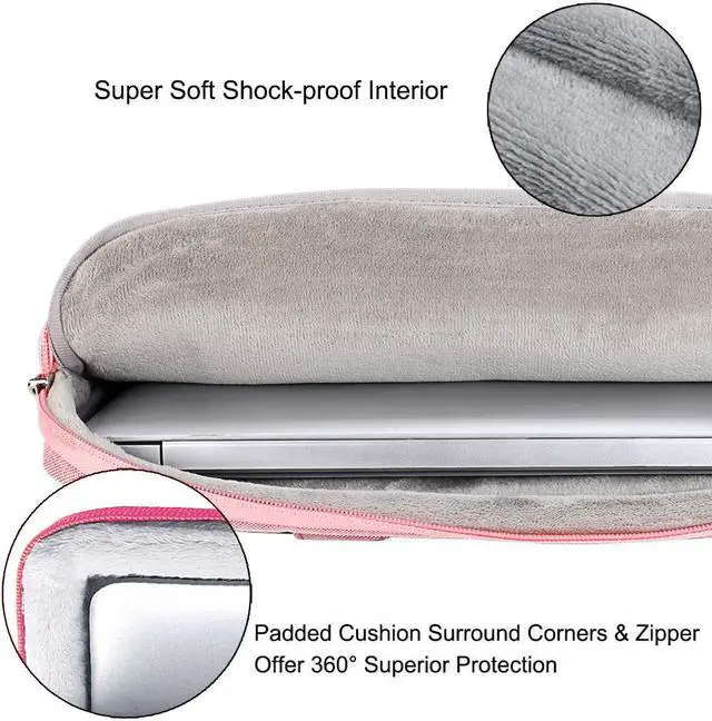 Alt view image 3 of 5 - Voova Laptop Sleeve Shoulder Bag Case 14-15.6'', Upgrade Protective Carry Briefcase Compatible with MacBook Pro 16 15, Surface Book 3/2 15,Asus Acer Dell Hp Chromebook for Women Girls Men Boys,Pink