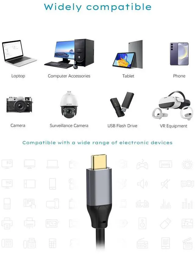 Alt view image 2 of 5 - SSS·GRGB 33FT USB to USB C Cable, 5Gbps USB 3.0 Extended Cable USB A to Type C Cord, with 2 Signal Booster Chips&USB Power Cord for MacBook, laptops, Cameras, Printers, scanners, VR Devices etc