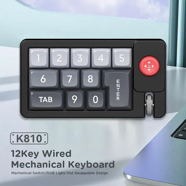 Alt view image 2 of 5 - Wired Mechanical Game Small Keyboard with Joystick, Macro Definition RGB Backlight Adjustment, Full Key hot swappable Macro Definition, Keypad Suitable for Office Game (Black)