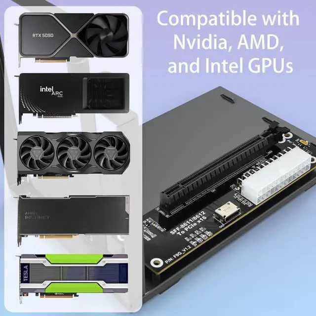 Alt view image 4 of 5 - PCIe 4.0 x4 64Gbps eGPU Dock with 19.7 inches SFF-8611 OCuLink Cable, OCuLink SFF-8612 8311 to PCIe x16 External GPU Dock for Laptop & Mini PC, External gpu Enclosure Supports External Graphics Card