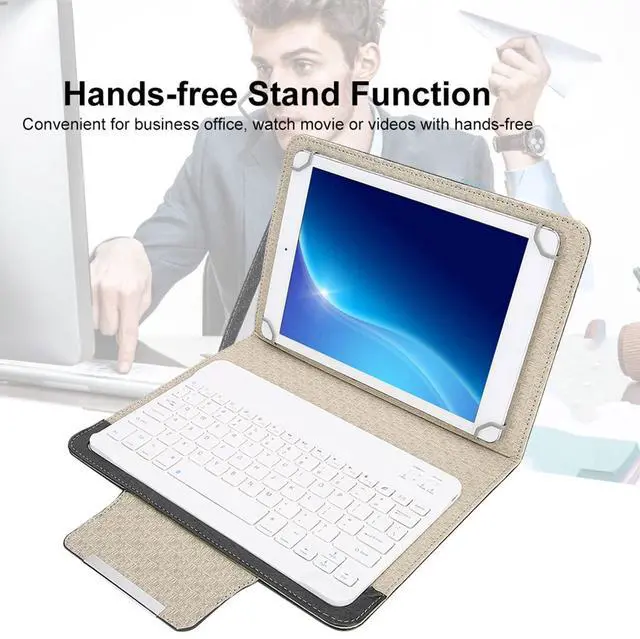 Alt view image 3 of 5 - Portable Bluetooth Keyboard and Case Slim Shell Cover with Detachable Keyboard, Bracket, Built in Stand Securely Holds for 9.7in to 10.1in for iPd, for Tablet, for, for
