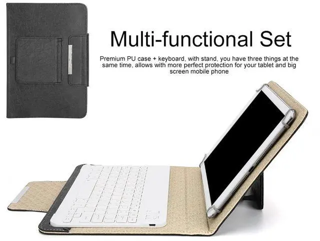 Alt view image 4 of 5 - Portable Bluetooth Keyboard and Case Slim Shell Cover with Detachable Keyboard, Bracket, Built in Stand Securely Holds for 9.7in to 10.1in for iPd, for Tablet, for, for