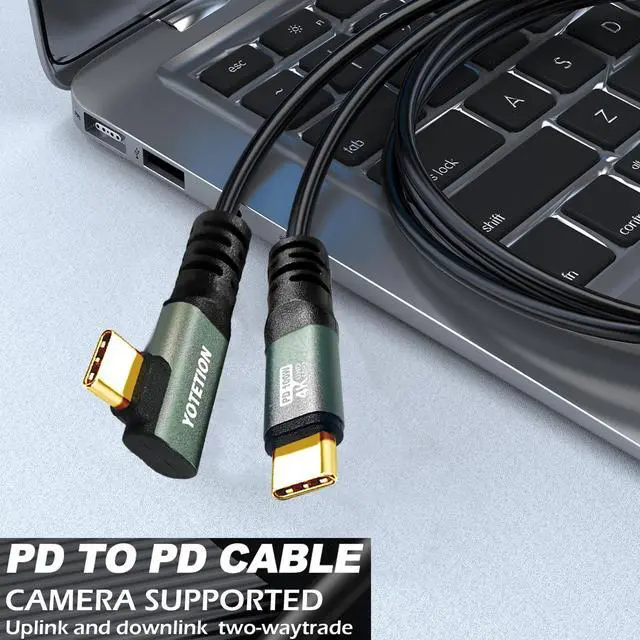 Alt view image 5 of 5 - YOTETION USB C-C 20ft 90° Right Angle Cable Type C 4K60Hz Aluminum Connector, Aluminum Alloy Case, 100W PD Fast Charging & Data Sync (10Gbps) Available for MacBook, iPad Pro, Galaxy S24