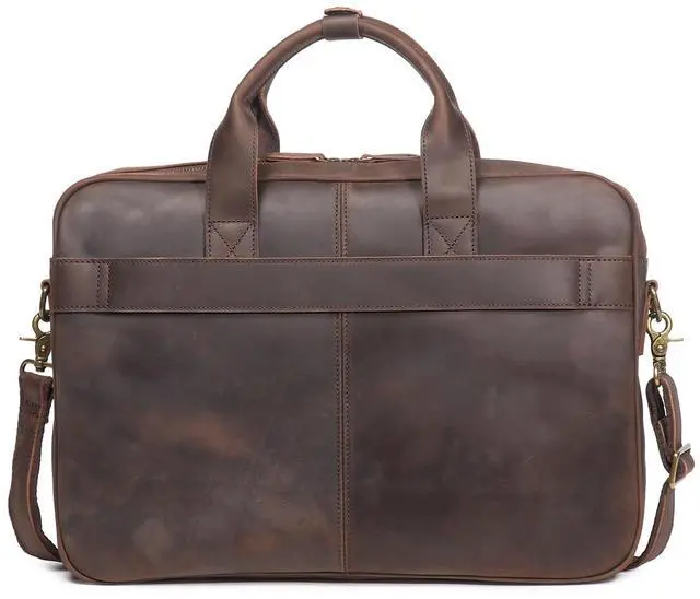 Alt view image 2 of 5 - LEATHFOCUS Leather Briefcase for Men 17Inch Laptop Messenger Bags Business Travel Handcrafted Laptop Bag with YKK Zipper Gift (Dark Brown)