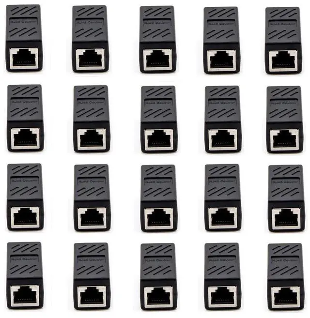 Main image of YOQXHY RJ45 Cat5 Couplers, (20 Pack) in Line Coupler Cat5 Cat5e Cat6 Cat7 Ethernet Cable 8P8C Extender Adapter Female to Female, Black