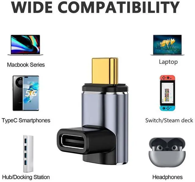 Alt view image 2 of 5 - JINPINCABLE USB C Magnetic Adapter 40Gbps(2 Pack), 24 pin USB4 Magnetic Adapter,Type-C Extender,PD100W Quick Charge,8K@60Hz,Compatible with Thunderbolt 4/3,for Steam Deck,MacBook,Galaxy S21