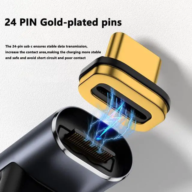 Alt view image 4 of 5 - JINPINCABLE USB C Magnetic Adapter 40Gbps(2 Pack), 24 pin USB4 Magnetic Adapter,Type-C Extender,PD100W Quick Charge,8K@60Hz,Compatible with Thunderbolt 4/3,for Steam Deck,MacBook,Galaxy S21